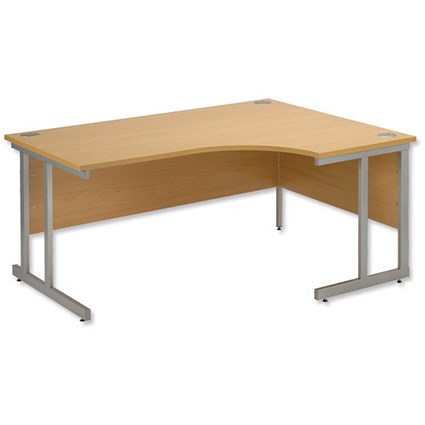 Trexus Plus Desk Cantilever Radial Left-hand W1600xD1200xH725mm Oak