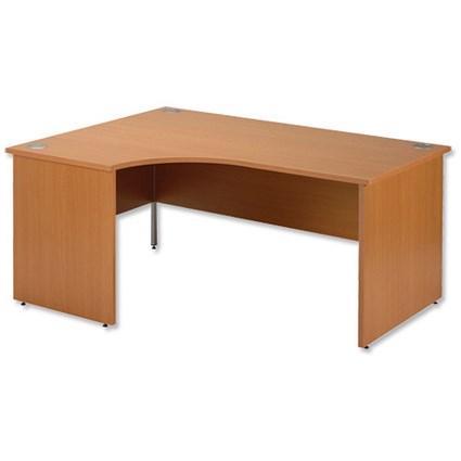Trexus Plus Classic Panel-end Desk Radial 1600mm Left-hand W1600xD1200xH725mm Beech