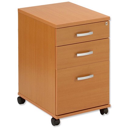 Trexus Plus Classic Mobile Filing Pedestal High Under-desk 3 Drawer W415xD600xH690mm Beech