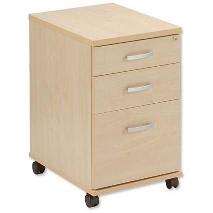 Trexus Plus Classic Mobile Filing Pedestal High Under-desk 3 Drawer W415xD600xH690mm Maple
