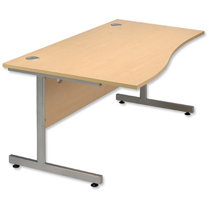 Influx Wave Desk Left-hand W1600xD1000xH720mm Maple