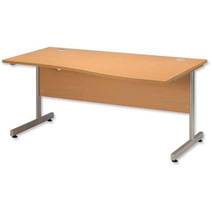 Influx Wave Desk Right-hand W1600xD1000xH720mm Beech