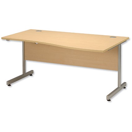 Influx Wave Desk Right-hand W1600xD1000xH720mm Maple