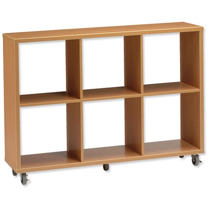 Influx Basic Cube Storage Unit Mobile 6 Cube W1200xD300xH840mm Beech