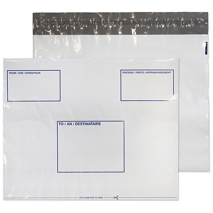 Blake Packaging Envelopes C3+ Polypost Polythene Pocket White Peel and Seal 50mu 330x430mm (Pack 100) - PE74/W/100