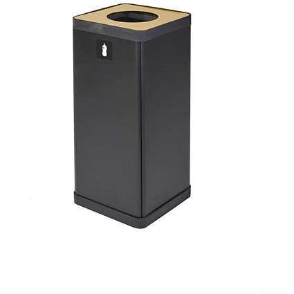 Alba Recycling Bin 50L Steel For Plastic Black With Yellow Circular Hole Lid H73xW31xD31cm -