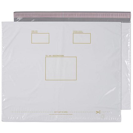Blake Packaging Envelopes Polypost Polythene Pocket White Peel and Seal 50mu 590x430mm (Pack 100) - PE96/W/100