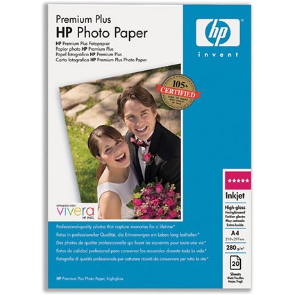 Hewlett Packard [HP] Premium Plus Photo Paper Glossy 280gsm A4 [20 Sheets]