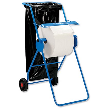 Wypall Mobile Stand Wiper Dispenser 6155 Large Roll with Cutter 2 Wheels Tubular Frame Blue Ref C01848
