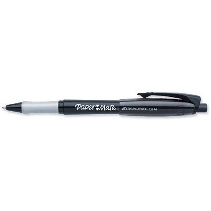 Paper Mate Replay.Max Ball Pen Erasable - Black - Pack of 12