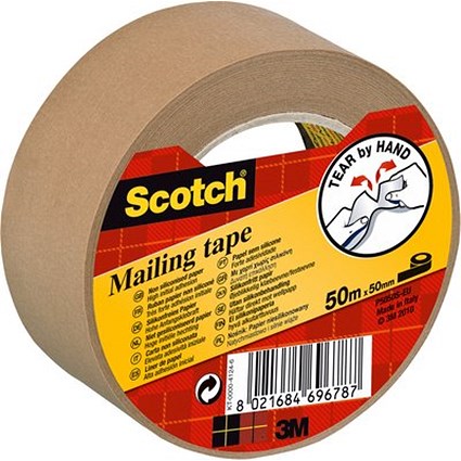 Scotch Paper Mailing Tape 50mm x 50m Brown (Roll) - 7100301050