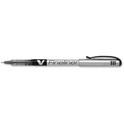 Pilot Fineliner Pen Liquid Ink 1.2mm Tip 0.5mm Line Black [Pack 12]