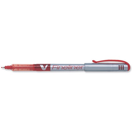 Pilot Fineliner Pen Liquid Ink 1.2mm Tip 0.5mm Line Red [Pack 12]