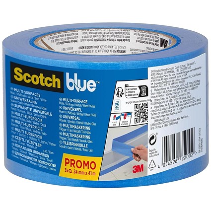 Scotch Blue Multi-surface Masking Tape 24mm x 41m (Pack 3) -