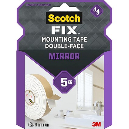 Scotch Fix Mirror Double-sided Mounting Tape Holds up to 5Kg 19mm x 5m (Roll) -