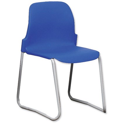 Trexus Stacking Chair Polypropylene with Skid Base and Seat H430mm Blue