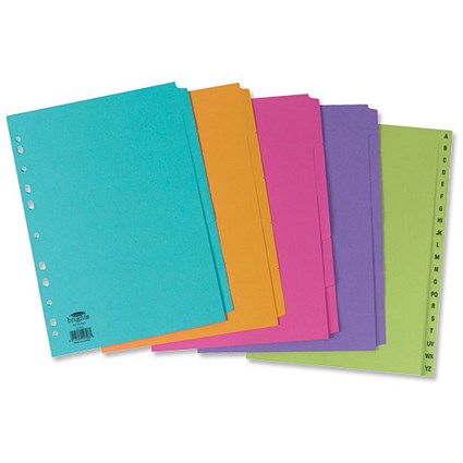 Concord Bright Dividers Europunched 5-Part A4 5x Assorted Colours [Pack 50]