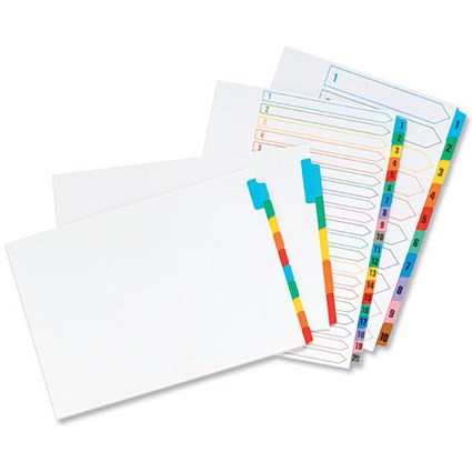 Concord Presentation Index Unpunched Coloured Mylar Tabs 1-10 A4 White [Pack 10]