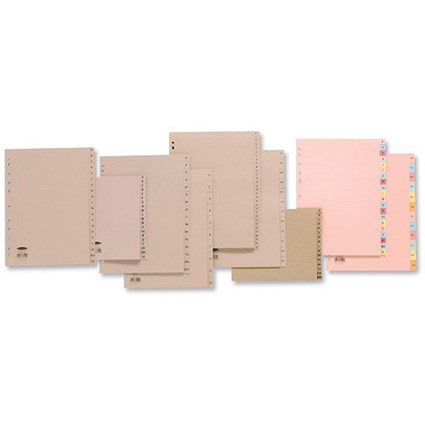 Concord Everyday Manilla Dividers / Punched 2 Holes / 16-Part A-Z / Lever Arch A5 / Buff / Pack of 10