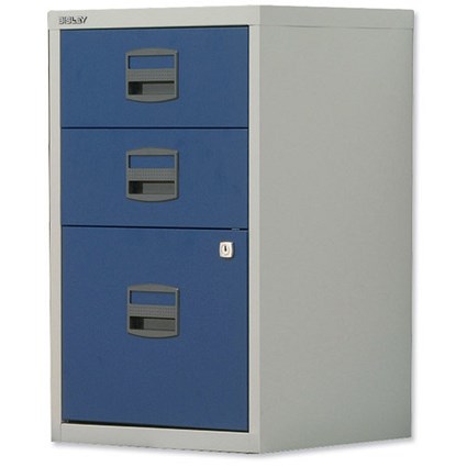 Trexus by Bisley SoHo Filing Cabinet / 3-Drawer / A4 / Grey and Blue
