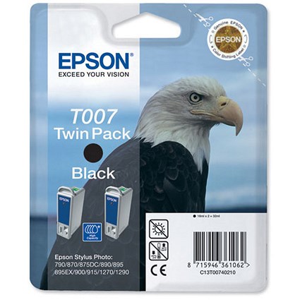 Epson T007 Black Inkjet Cartridges (Twin Pack)