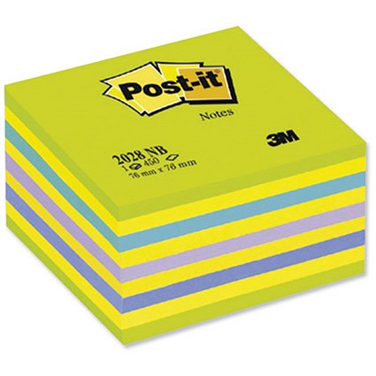 Post-it Note Cube Pad of 450 Sheets 76x76mm Neon Blue Ref 2028NB