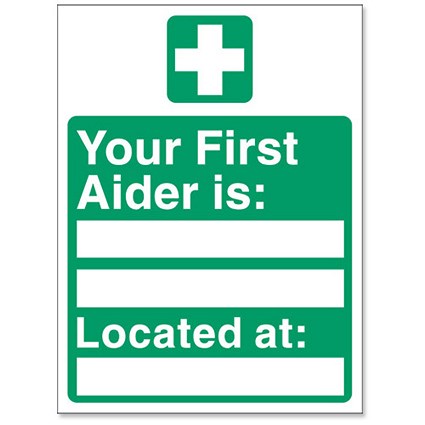 Stewart Superior Your First-Aider Is Located At Self Adhesive Sign