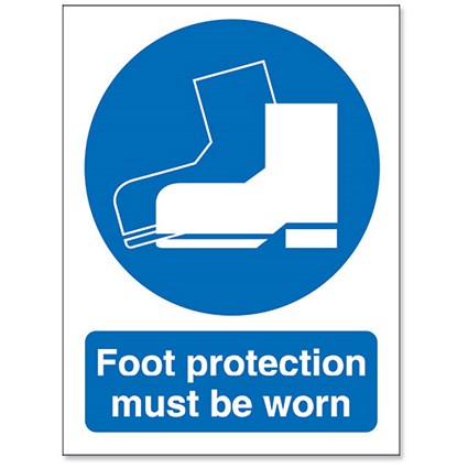 Stewart Superior Foot Protection Must Be Worn Sign W150xH200mm Self-adhesive Vinyl
