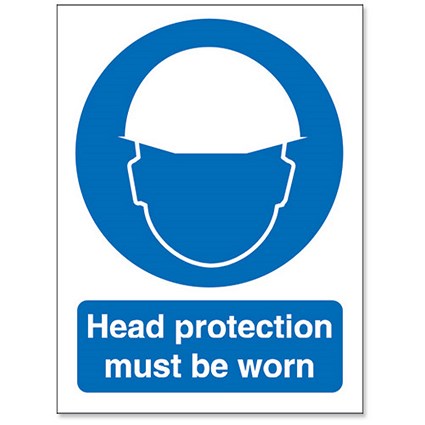 Stewart Superior Head Protection Must Be Worn Sign W150xH200mm Self-adhesive Vinyl
