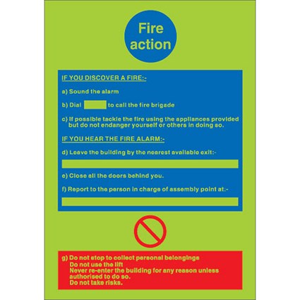 Stewart Superior Fire Action Self Adhesive Sign