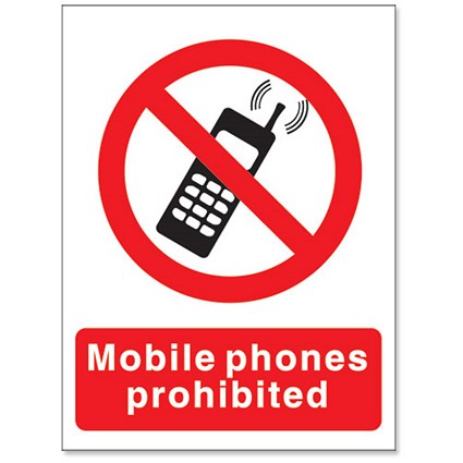 Stewart Superior Mobile Phones Prohibited Sign W150xH200mm Self-adhesive Vinyl