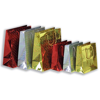 Bright Ideas Gift Bags Medium 225x191mm Laser Holographic Effect Ref B10341 [Pack 6]
