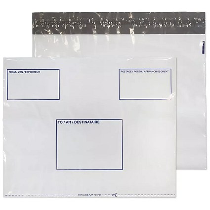 Blake Packaging Envelopes C3+ Polypost Polythene Pocket White Peel and Seal 50mu 330x430mm (Pack 100) - REPE74/W/100