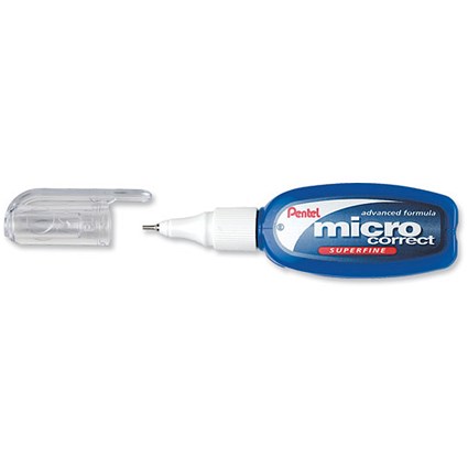 Pentel Superfine Micro Correct Correction Fluid Pen Superfine Tip 1.4mm 4.2ml [Pack 12]