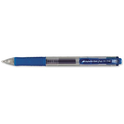 Pentel Hybrid Gel Grip Pen Retractable 0.7mm Tip 0.35mm Line Blue [Pack 12]