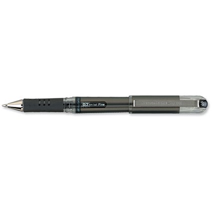 Pentel Hybrid Gel DX Rollerball Pen Rubber Grip Fine 0.7mm Tip 0.35mm Line Black [Pack 12]