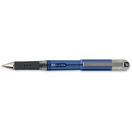 Pentel Hybrid Gel DX Rollerball Pen Rubber Grip Fine 0.7mm Tip 0.35mm Line Blue [Pack 12]