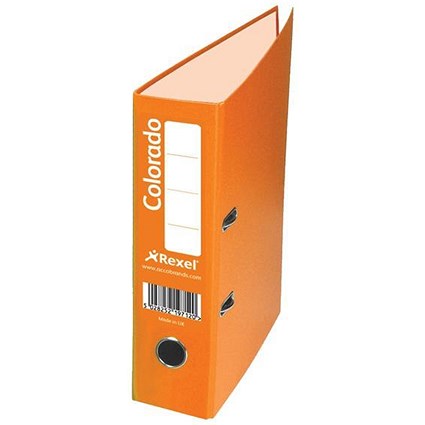 Rexel Colorado A4 Lever Arch Files / Plastic / 80mm Spine / Orange / Pack of 10