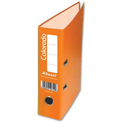Rexel Colorado Foolscap Lever Arch Files / Plastic / 80mm Spine / Orange / Pack of 10