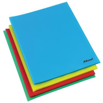 Rexel Cut Back Folders / Polypropylene / Copy-secure / Embossed Finish / A4 / Assorted / Pack of 100