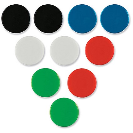 Nobo Round Plastic Magnet Markers, 20mm, Assorted, Pack of 10