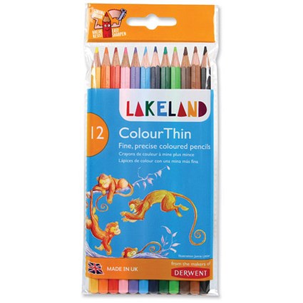 Lakeland Colour Thin Assorted Colouring Pencils - Pack 12