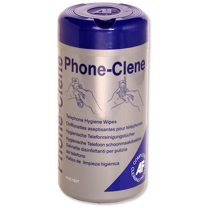 AF Phone-Clene Wipes Cleaning for Telephone Bactericidal Wipes [Tub of 100]