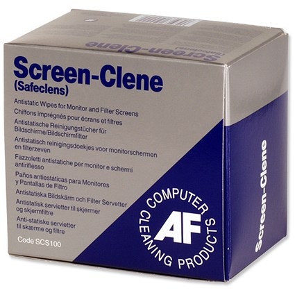 AF Screen-Clene Wipes Sachets Non-smearing Non-flammable [Pack 100]