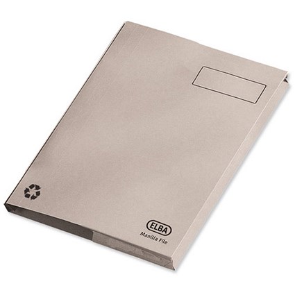 Elba Clifton Back Pocket Flat Files, 50mm, Foolscap, Buff, Pack of 25