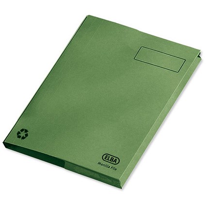 Elba Clifton Back Pocket Flat Files, 50mm, Foolscap, Green, Pack of 25