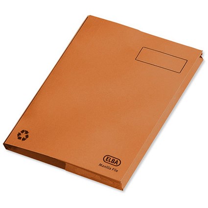 Elba Clifton Back Pocket Flat Files, 50mm, Foolscap, Orange, Pack of 25
