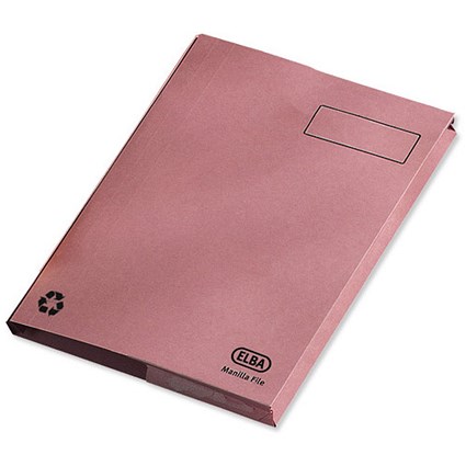 Elba Clifton Back Pocket Flat Files, 50mm, Foolscap, Pink, Pack of 25