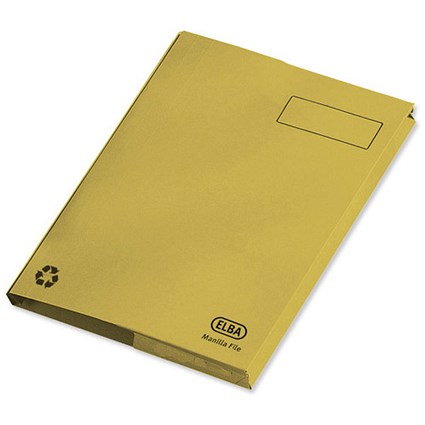 Elba Clifton Back Pocket Flat Files, 50mm, Foolscap, Yellow, Pack of 25