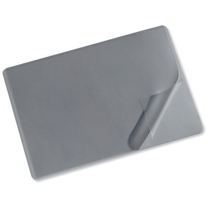 Durable Desk Mat with Transparent Overlay W530xD400mm Grey
